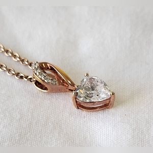 Alwand Vahan AV Signed Rose Gold Vermeil 925 Heart CZ Adjustable Necklace 7"-17"